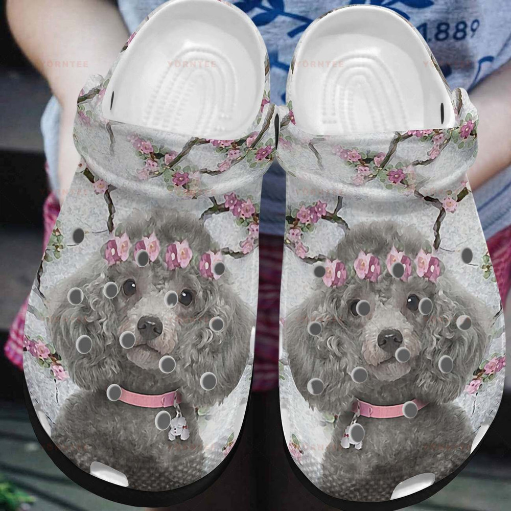 My Floral Poodle Peach Blossom Gift For Lover Rubber clog Shoes Comfy Footwear
