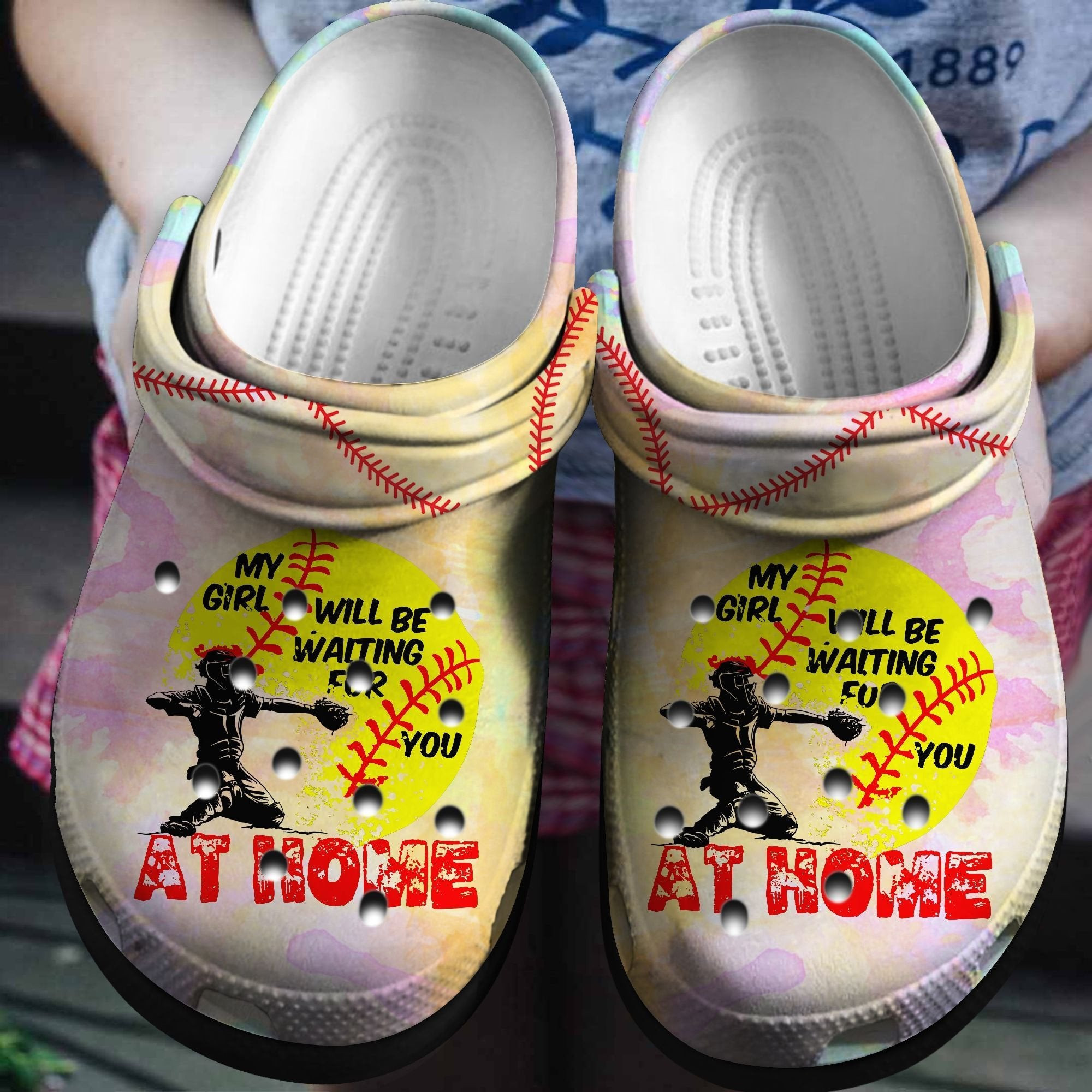 My Girl Will Be Waiting For You At Home Softball Shoes clogs Gift For Daughter