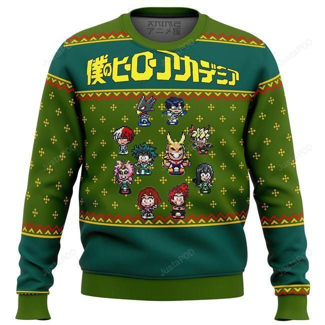 My Hero Academia Sprites Ugly Christmas Sweater Adult 3D Funny Matching for family