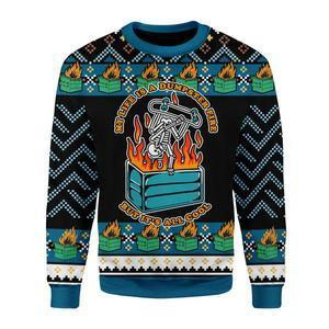 My Life Is A Dumpster Fire Ugly Christmas Sweater Adult 3D Funny Matching for family