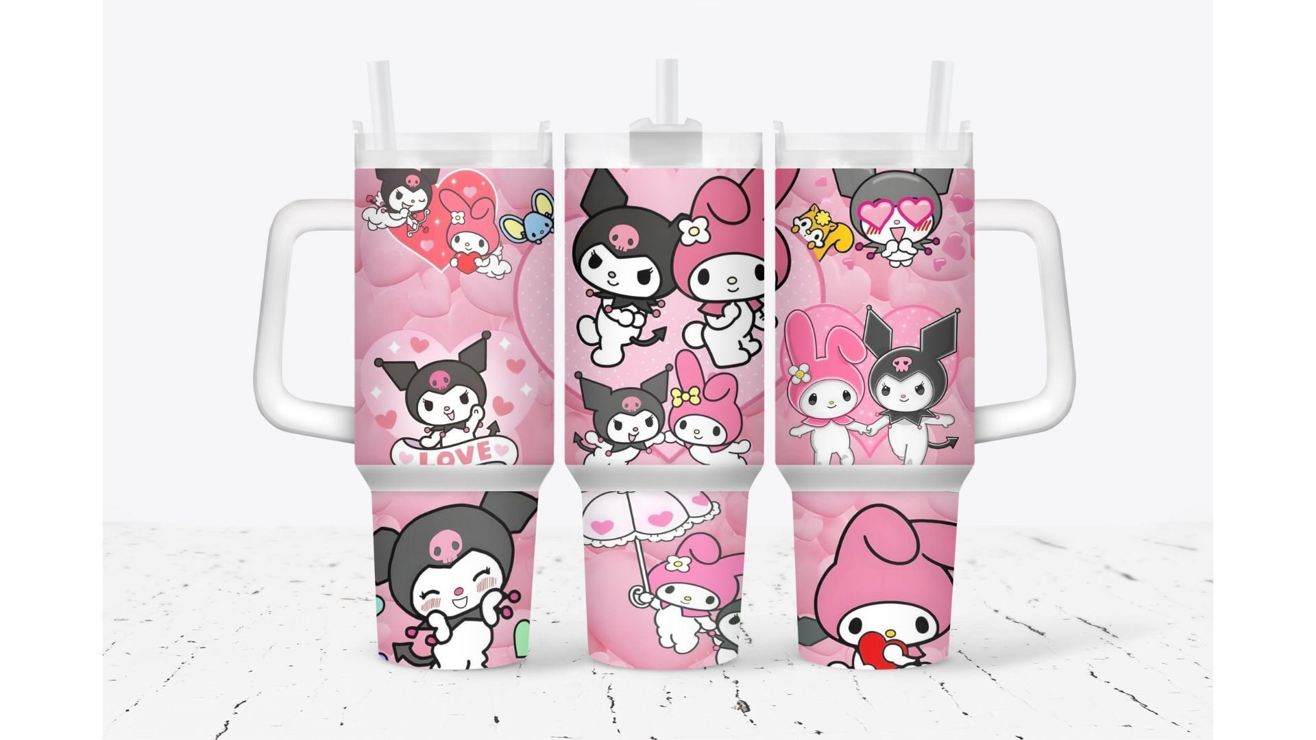 My Melody and Kuromi Valentines Gift Sanrio Cartoon Custom Stanley Cup 40 oz 30 oz Tumbler With HandleTVC2301919