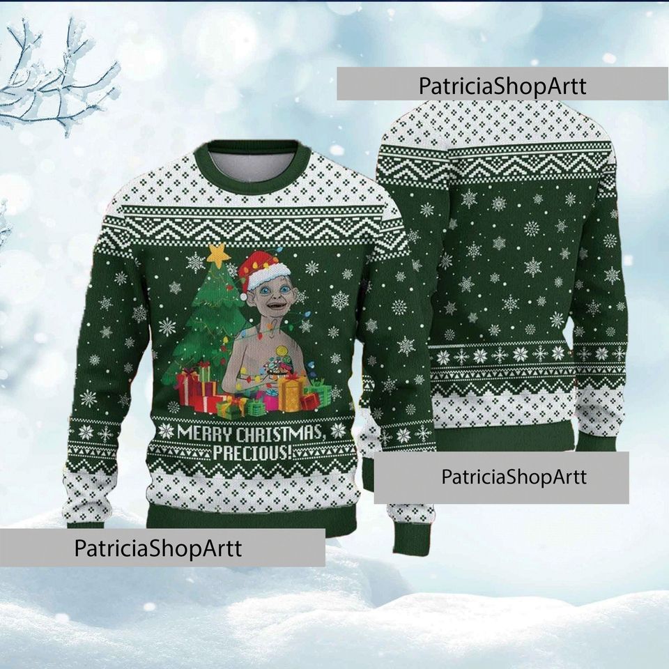 My Precious LOTR Ugly Sweater, My Precious Meme Christmas Ugly Sweater