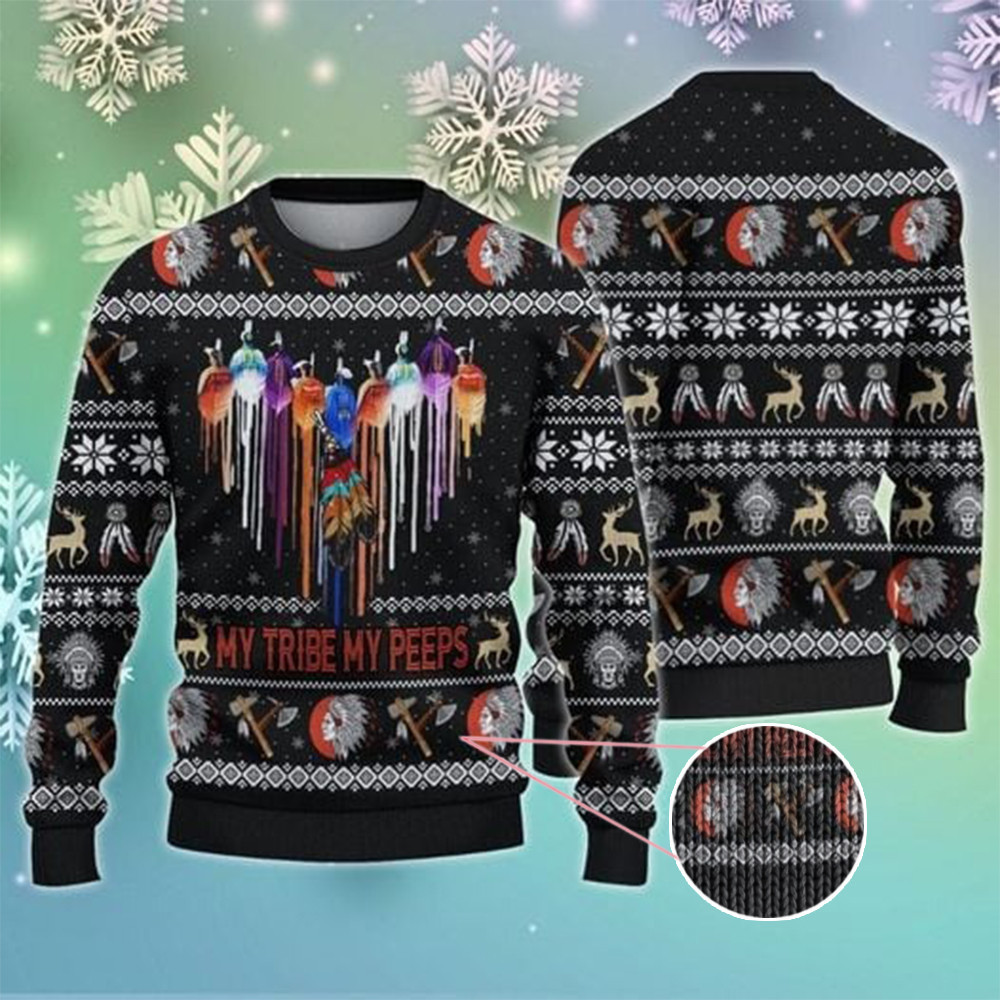 My Tribe My Peeps Native American Ugly Christmas Sweater Native American Clothing Designs