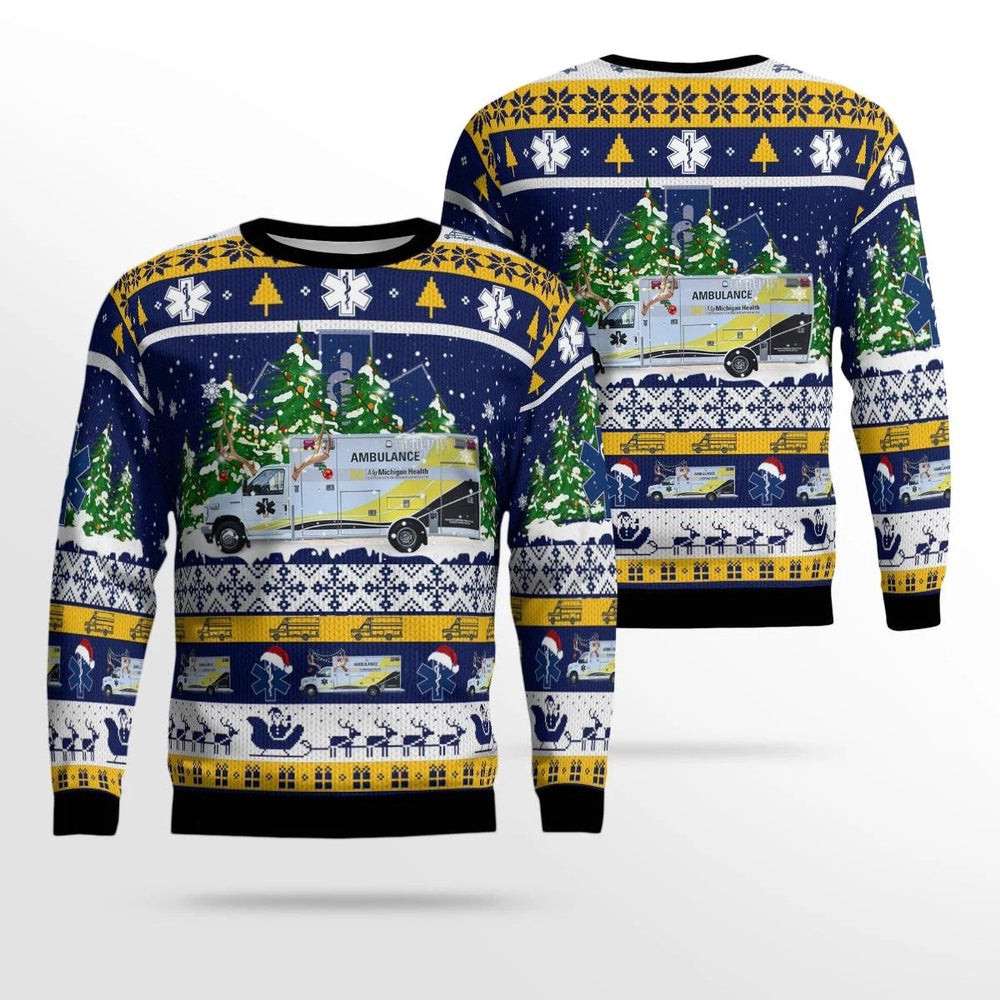 MyMichigan Medical Center EMS Midland Michigan Christmas AOP Ugly Sweater Christmas Unisex Sweaters Gift For Christmas