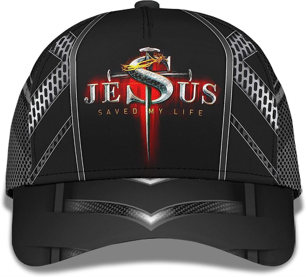 Nails Cross With Crown Of Thorn Jesus Saved My Life Baseball Cap Hat  Trucker Hats Custom Hats Gifts For Men & Women