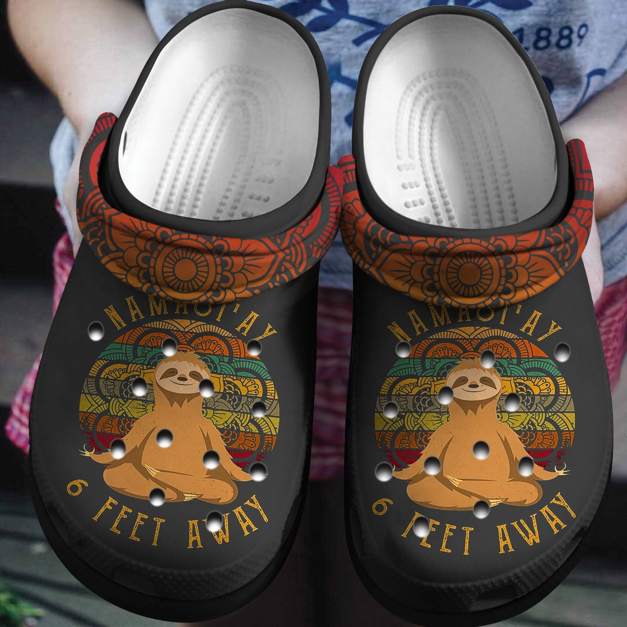 Namastay 6 Feet Away Sloth Shoes Clogs Gift For Men Women