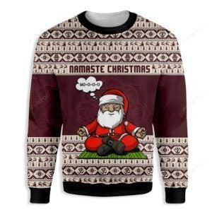 Namaste Christmas Santa Clause Ugly Christmas Sweater Adult 3D Funny Matching for family