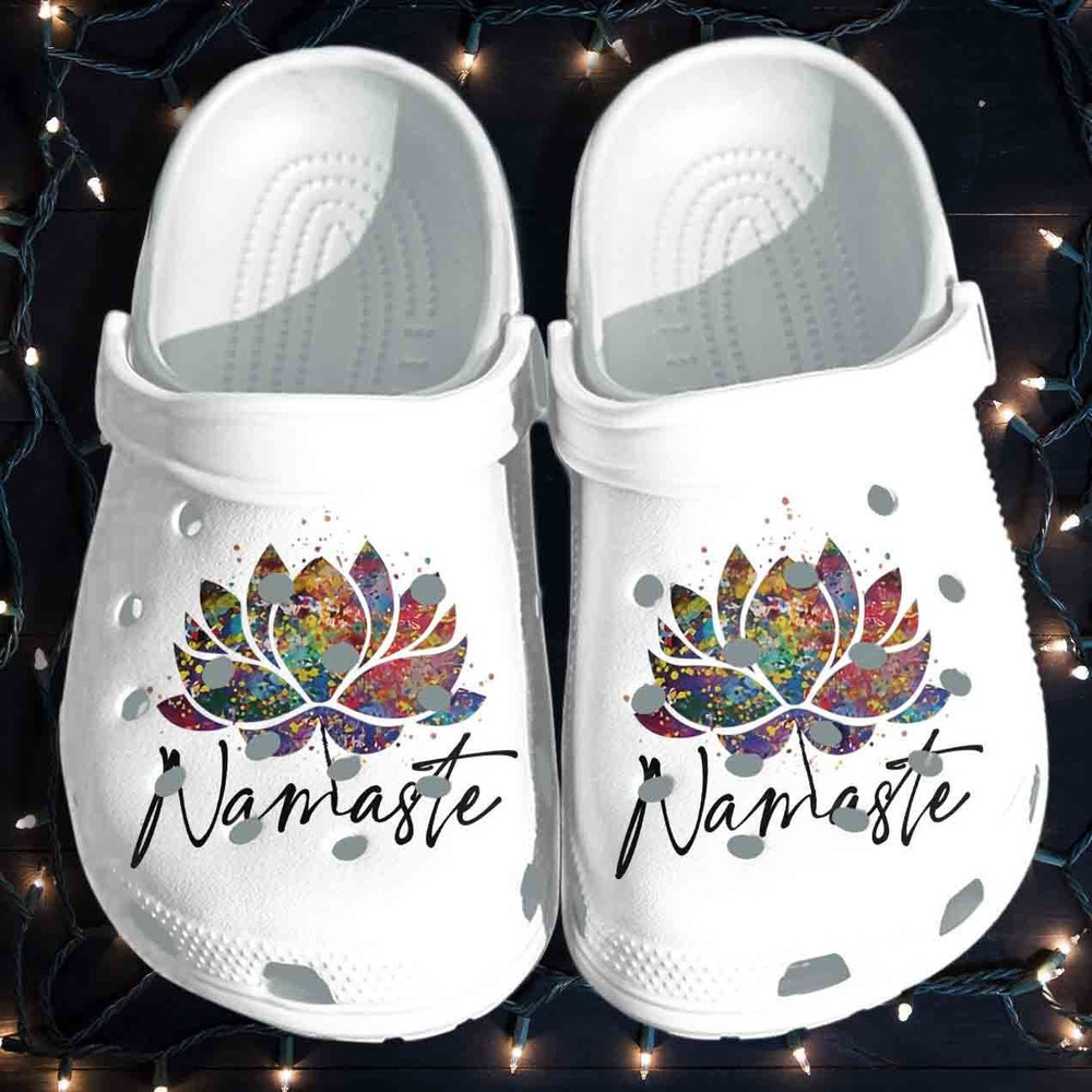 Namaste Lotus Yoga Love Light And Peace Gift For Lover Rubber clog Shoes Comfy Footwear