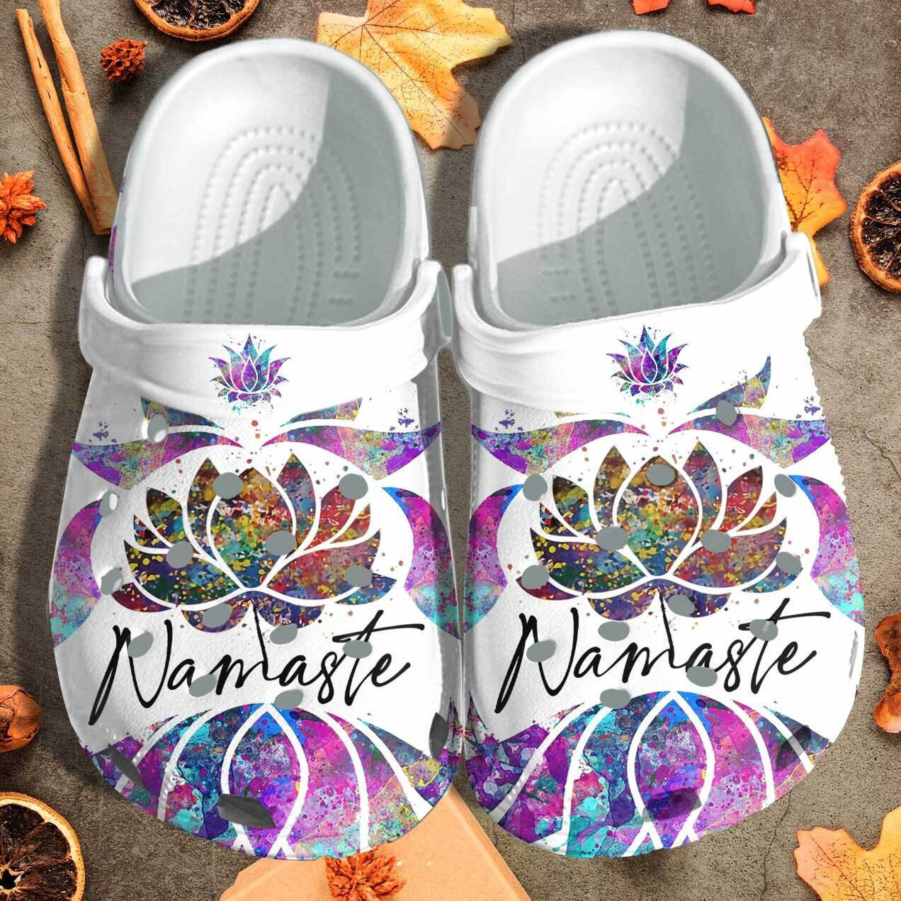 Namaste Lotus Yoga Shoes Clogs - Love Light And Peace Birthday Gift For Women
