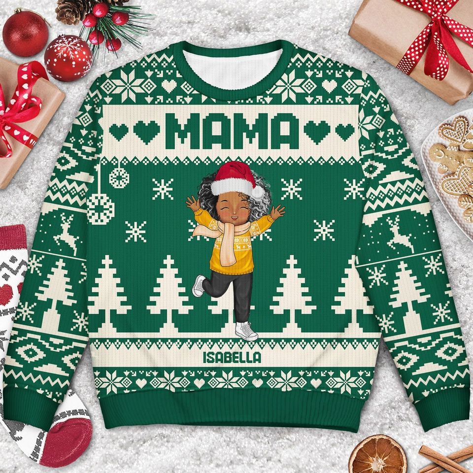 Nana Papa Daddy Mommy Grandkids - Christmas Gift For Grandparents, Parents- Personalized Unisex Ugly Sweater - Image 3