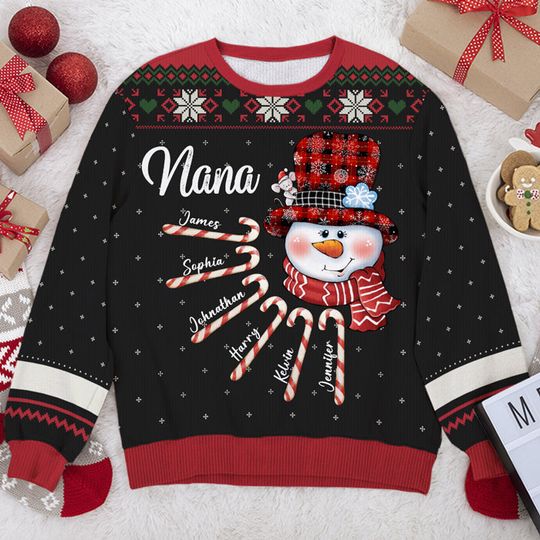 Nana's Candy Cane Cuties - Family Personalized Custom Ugly Sweatshirt - Image 6