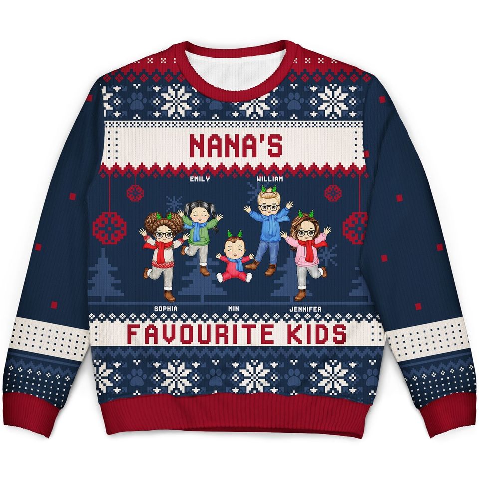 Nana's Favourite Kids - Christmas Gift For Grandma, Grandmother,  Ugly Sweater