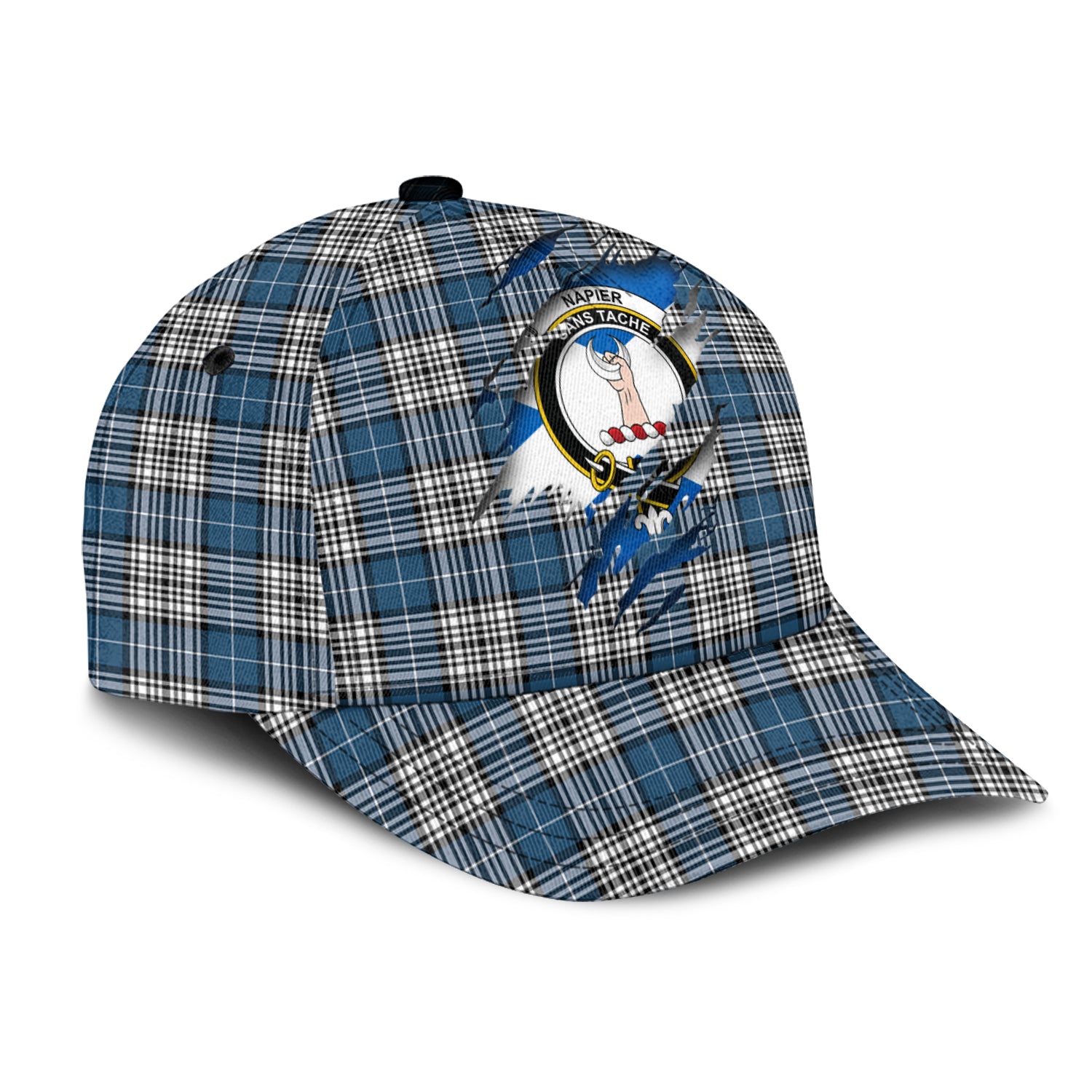 Napier Modern Tartan Plaid Cap, Family Crest In Me Style Tartan Baseball Cap TS23 Trucker Hats Custom Hats Gifts For Men & Women