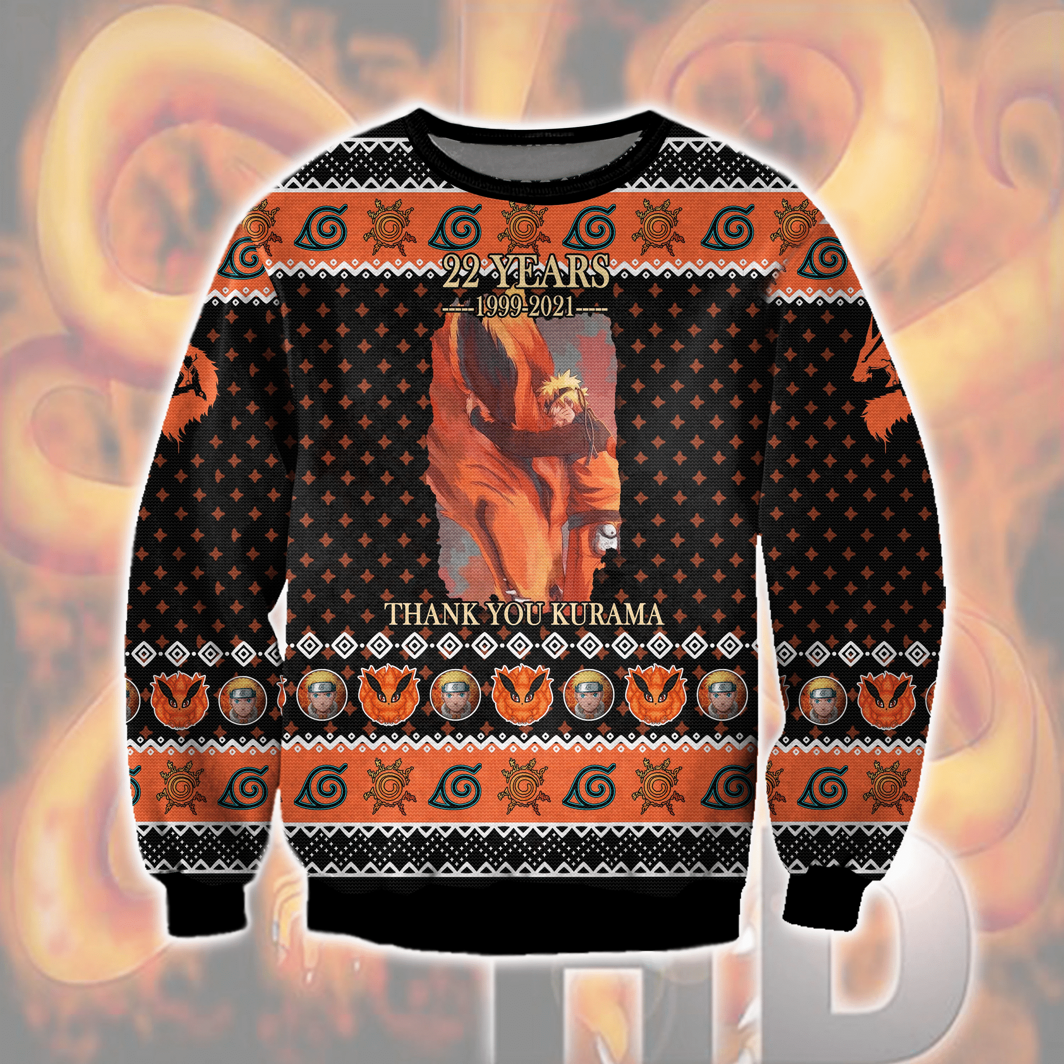 Naruto & Kurama Ugly Christmas Sweater Adult 3D Funny Matching for family