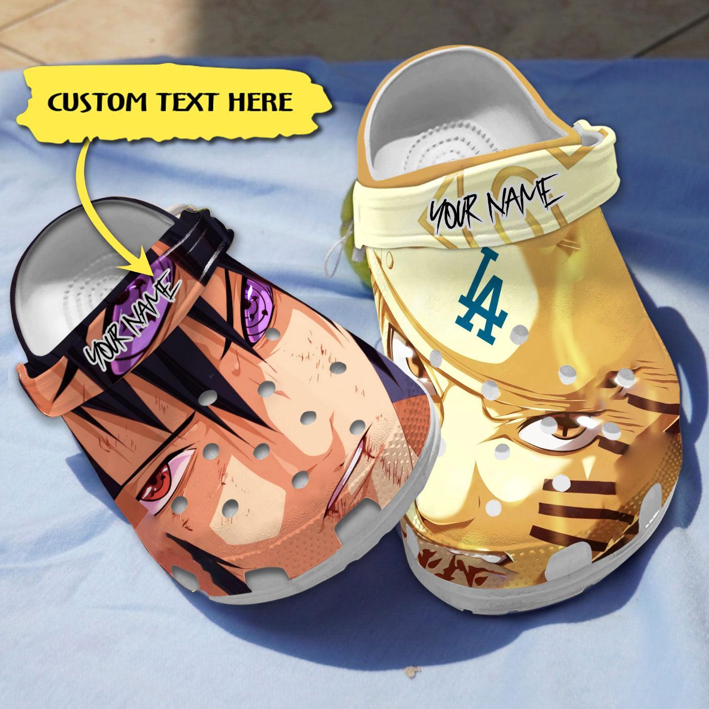 Naruto And Los Angeles Dodgers MLB Sport Crocs Crocband Clogs Shoes Comfortable For Men Women and Kids