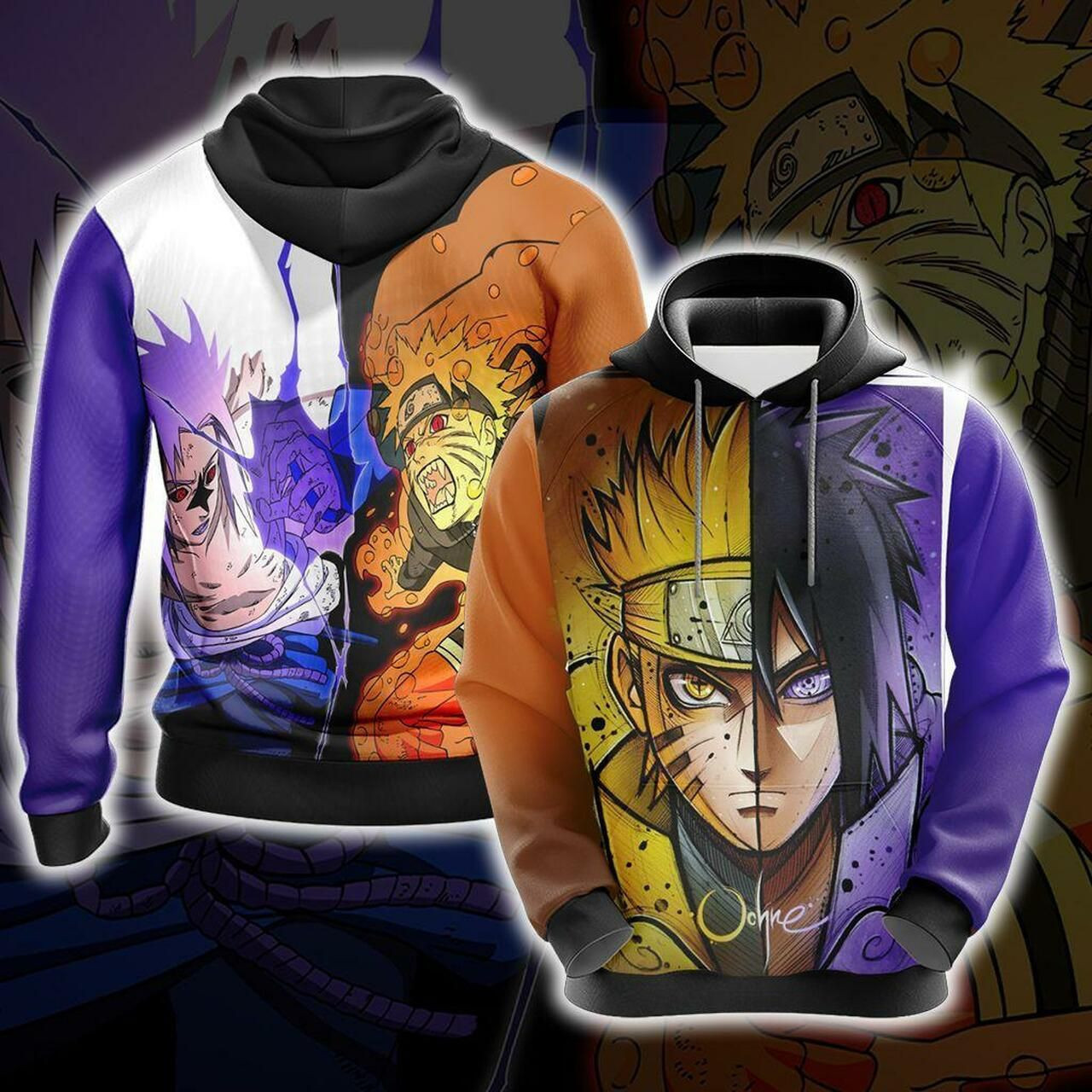 Naruto And Sasuke 3D All Over Print Hoodie, Zip Hoodie
