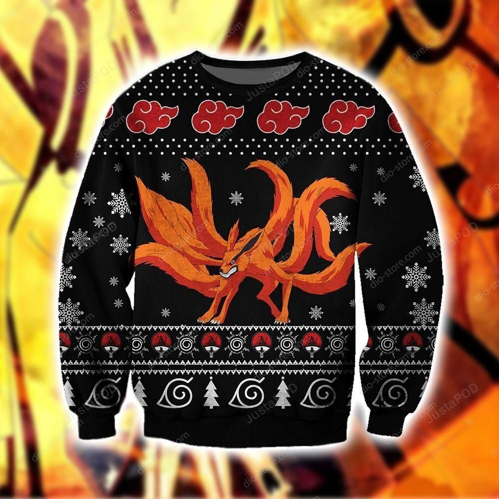 Naruto Kurama Knitting Pattern 3D Print Ugly Christmas Sweater Adult 3D Funny Matching for family