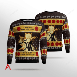 Naruto Shippuden Its Not Over When You Lose, It'S Over When You Quit Ugly Christmas Sweater Adult 3D Funny Matching for family