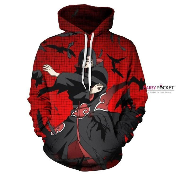 Naruto Uchiha Itachi Red 3D All Over Print Hoodie, Zip Hoodie