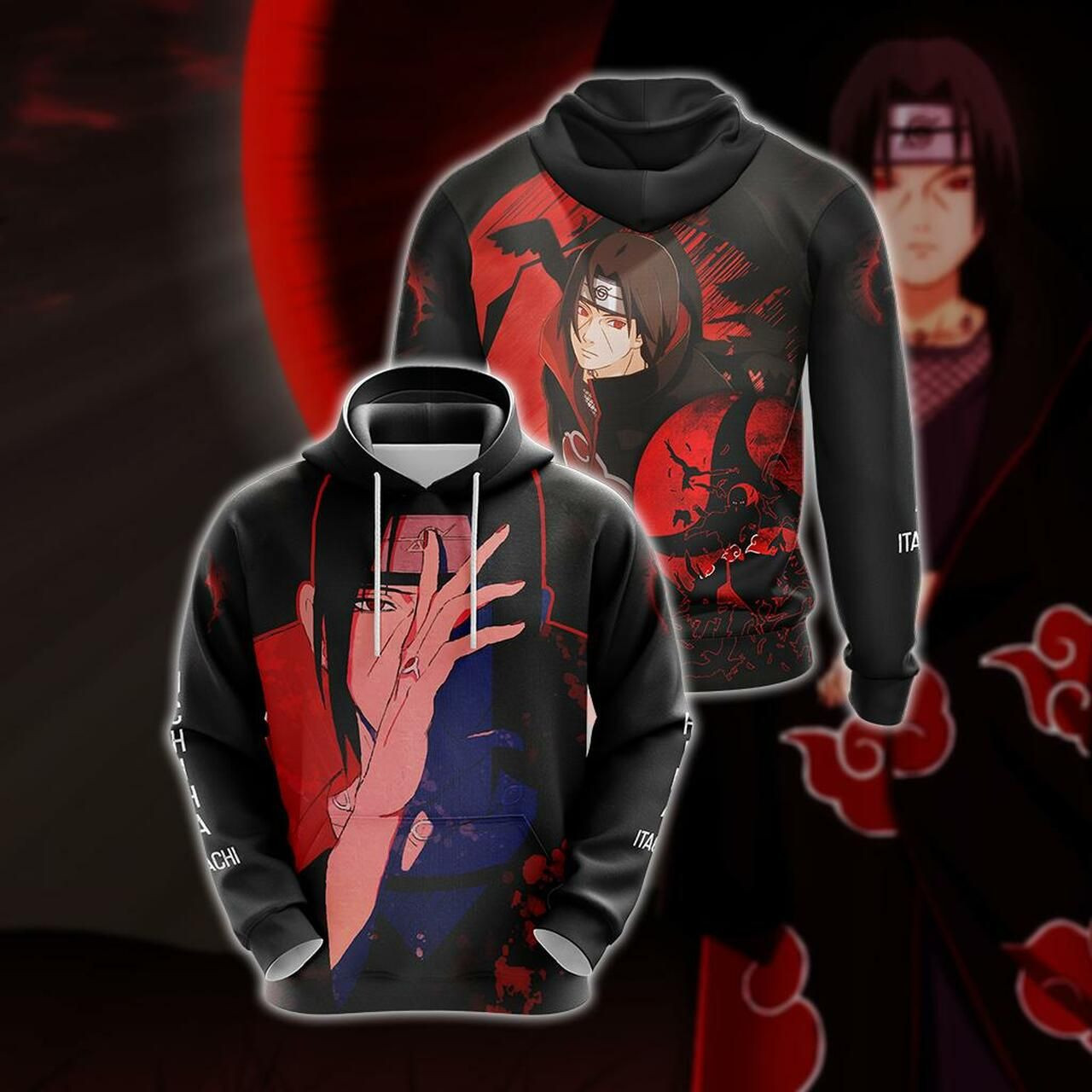 Naruto Uchiha Itachi Unisex 3D All Over Print Hoodie, Zip Hoodie
