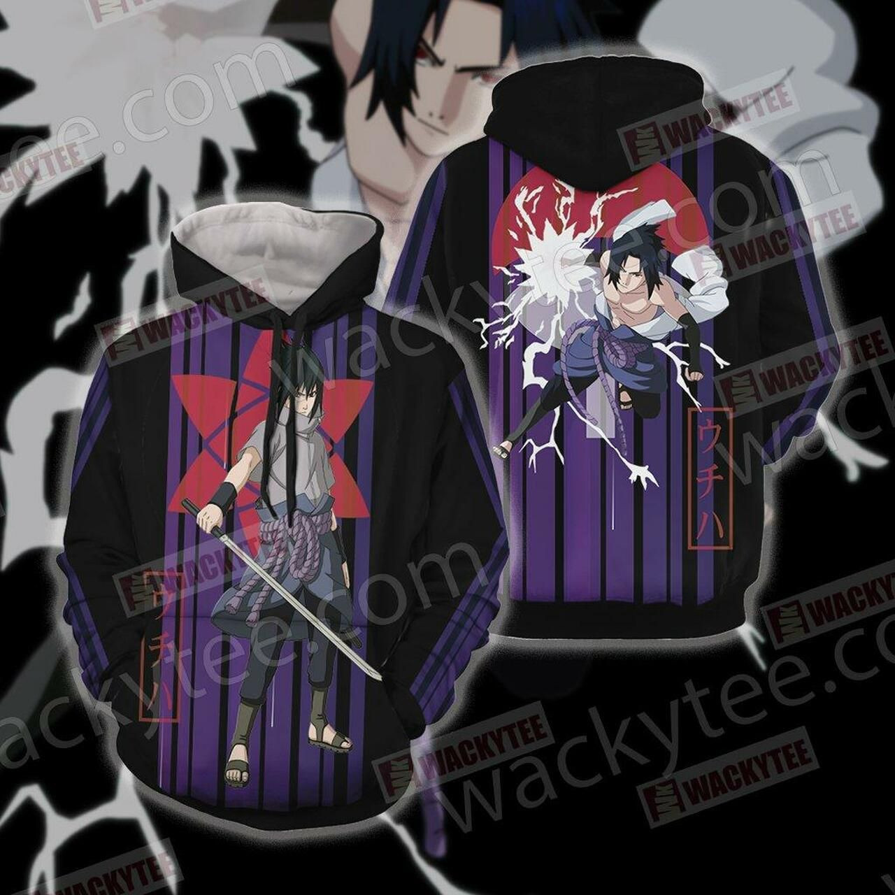Naruto Uchiha Sasuke Unisex 3D All Over Print Hoodie, Zip Hoodie