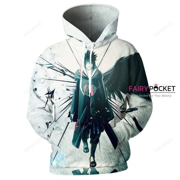 Naruto Uchiha Sasuke White 3D All Over Print Hoodie, Zip Hoodie