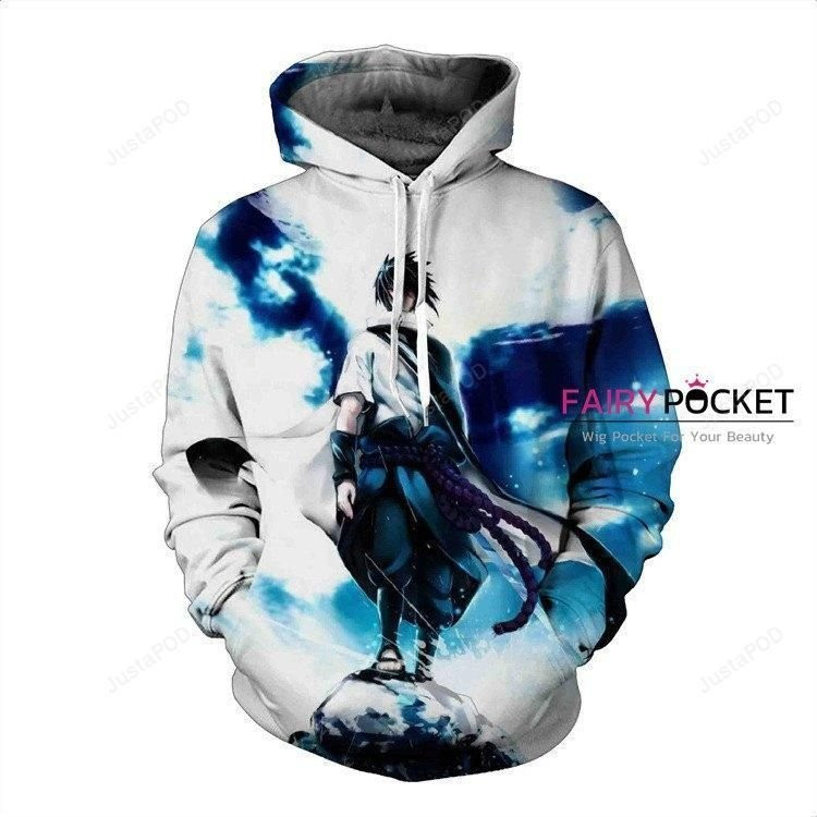 Naruto Uchiha Sasuke White 3D All Over Print Hoodie, Zip Hoodie