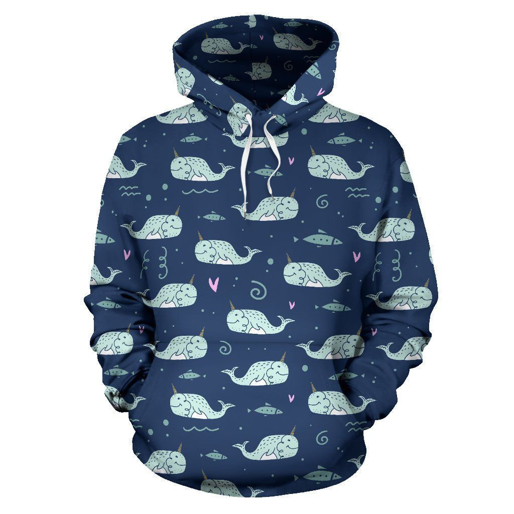 Narwhal Design Print 3D All Over Print Hoodie, Zip Hoodie