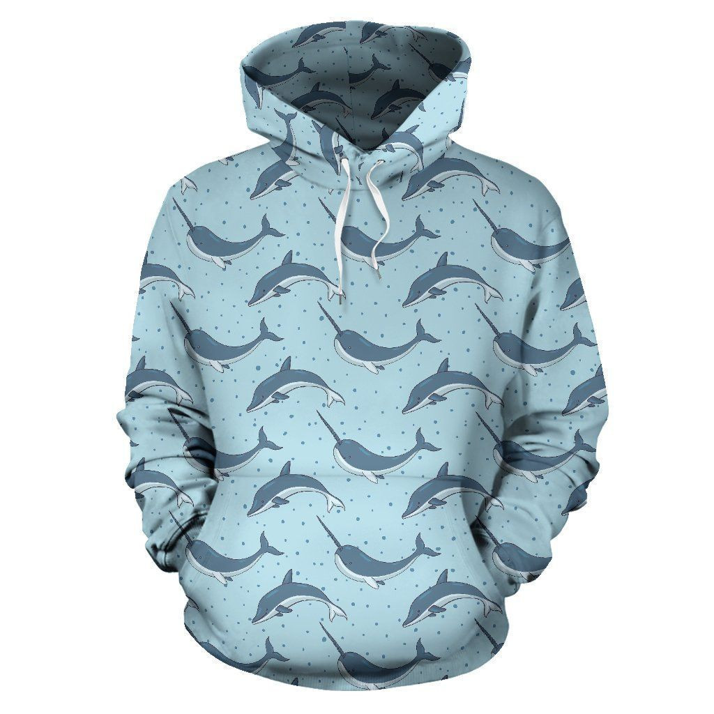 Narwhal Dolphin Print 3D All Over Print Hoodie, Zip Hoodie