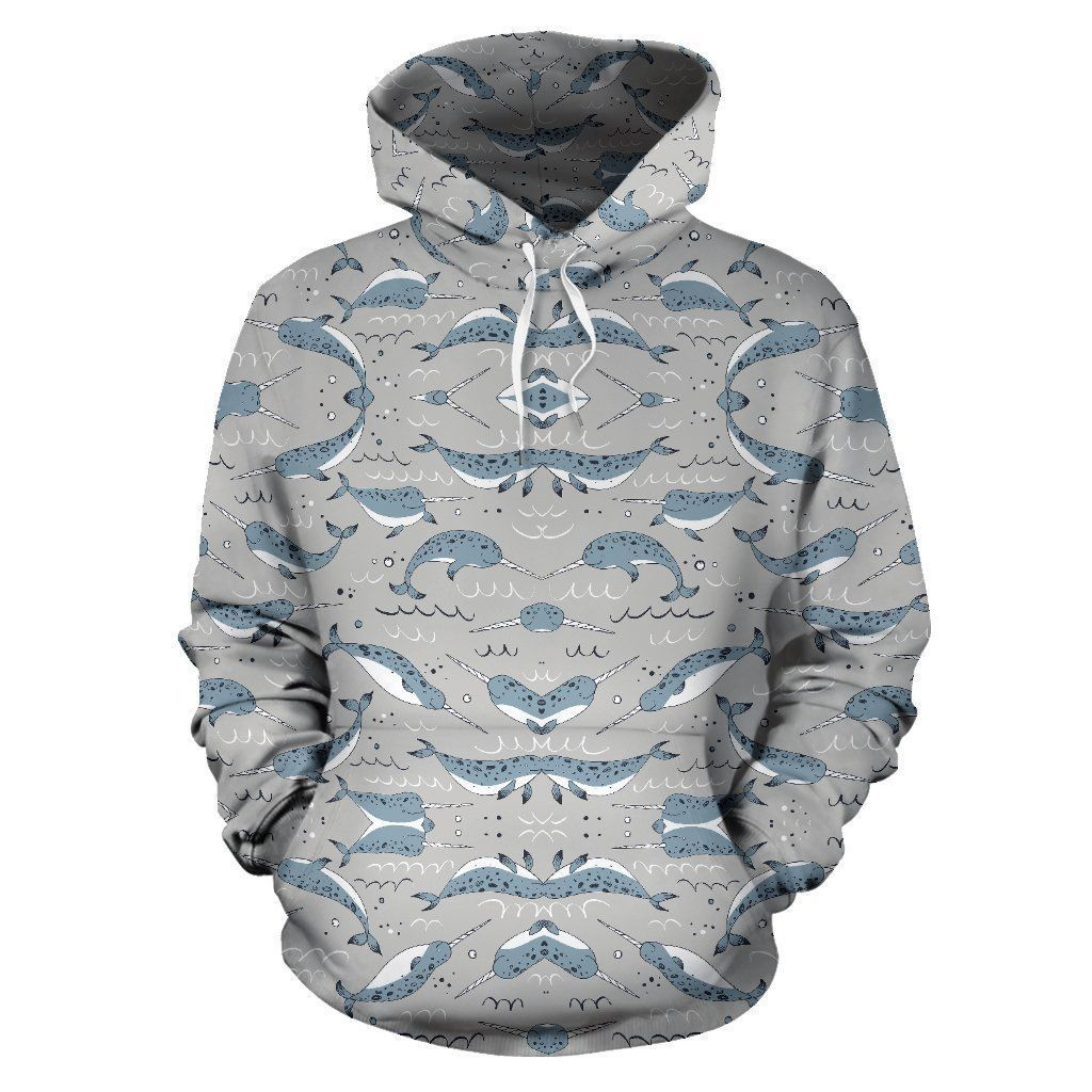 Narwhal Pattern Print 3D All Over Print Hoodie, Zip Hoodie