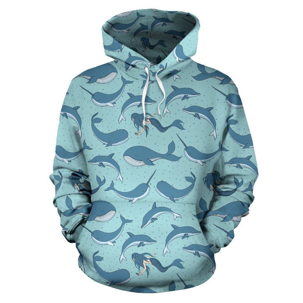 Narwhal Themed Print 3D All Over Print Hoodie, Zip Hoodie