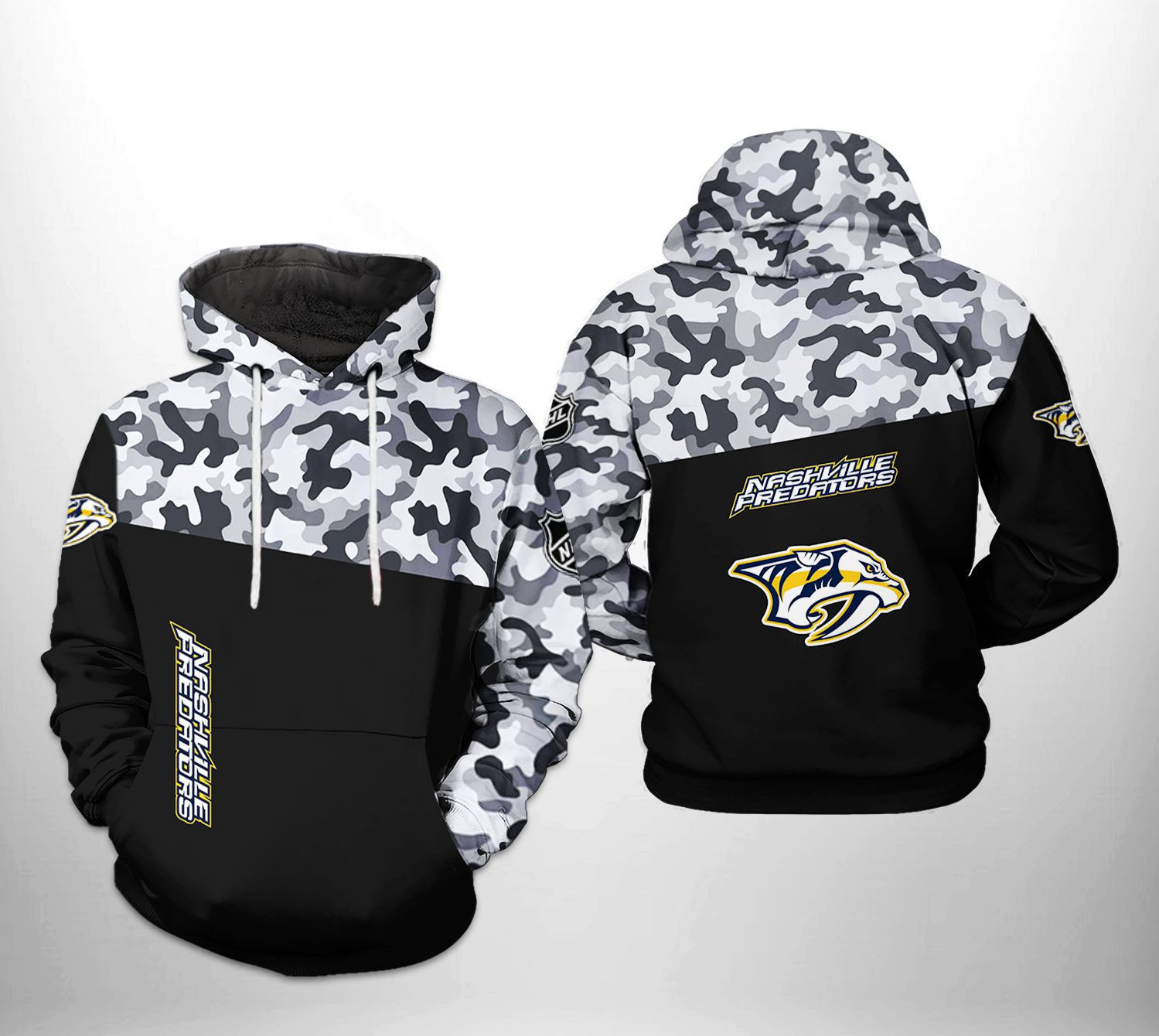 Nashville Predators NHL Camo Veteran 3D All Over Print Hoodie, Zip Hoodie