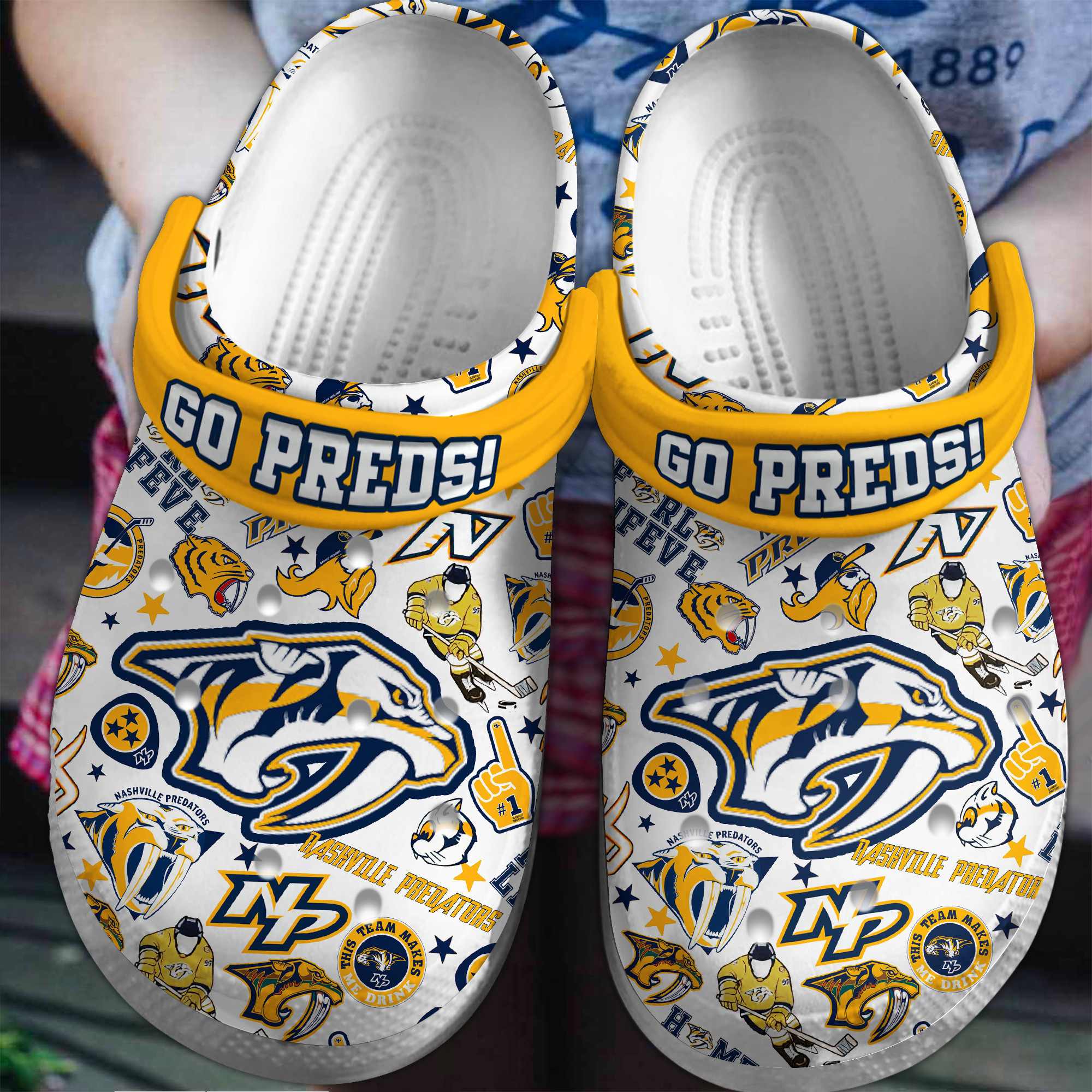 Nashville Predators NHL Sport Crocs Crocband Clogs Shoes Comfortable For Men Women and Kids