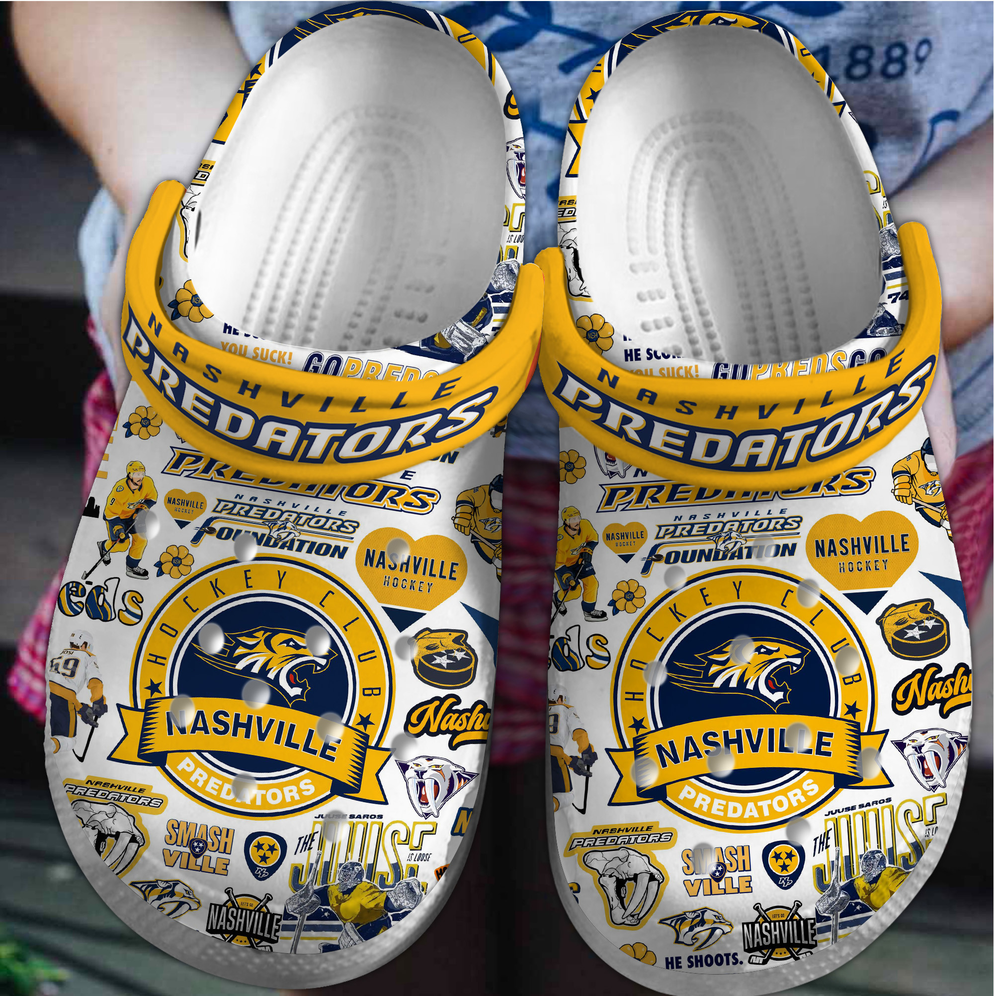 Nashville Predators NHL Sport Crocs Crocband Clogs Shoes Comfortable For Men Women and Kids