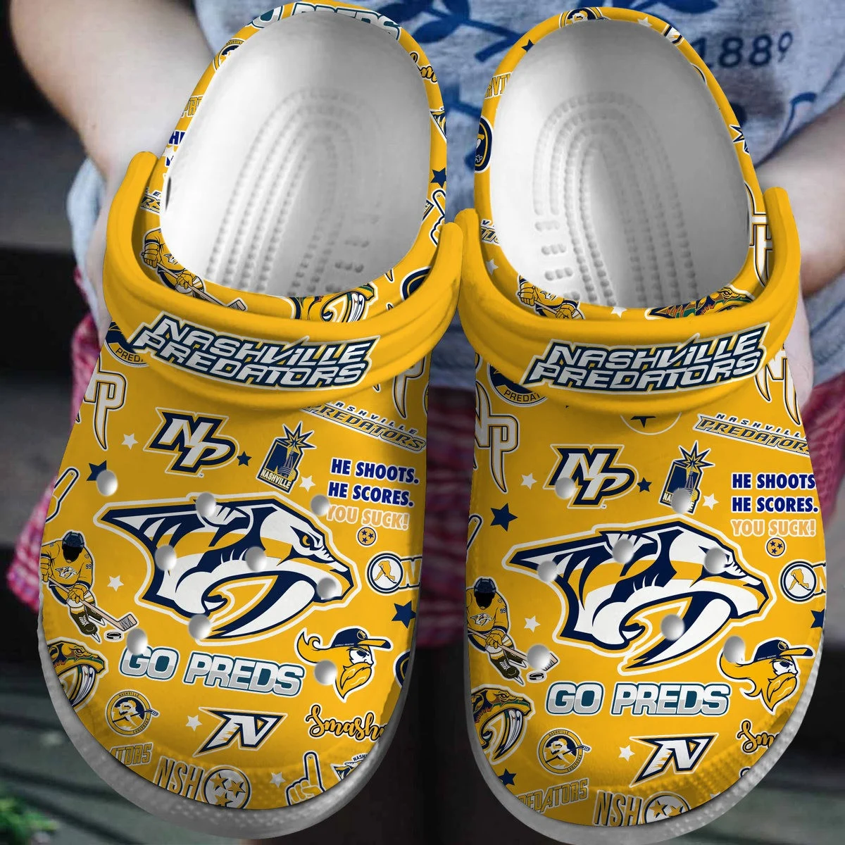 Nashville Predators NHL Sport Crocs Crocband Clogs Shoes Comfortable For Men Women and Kids