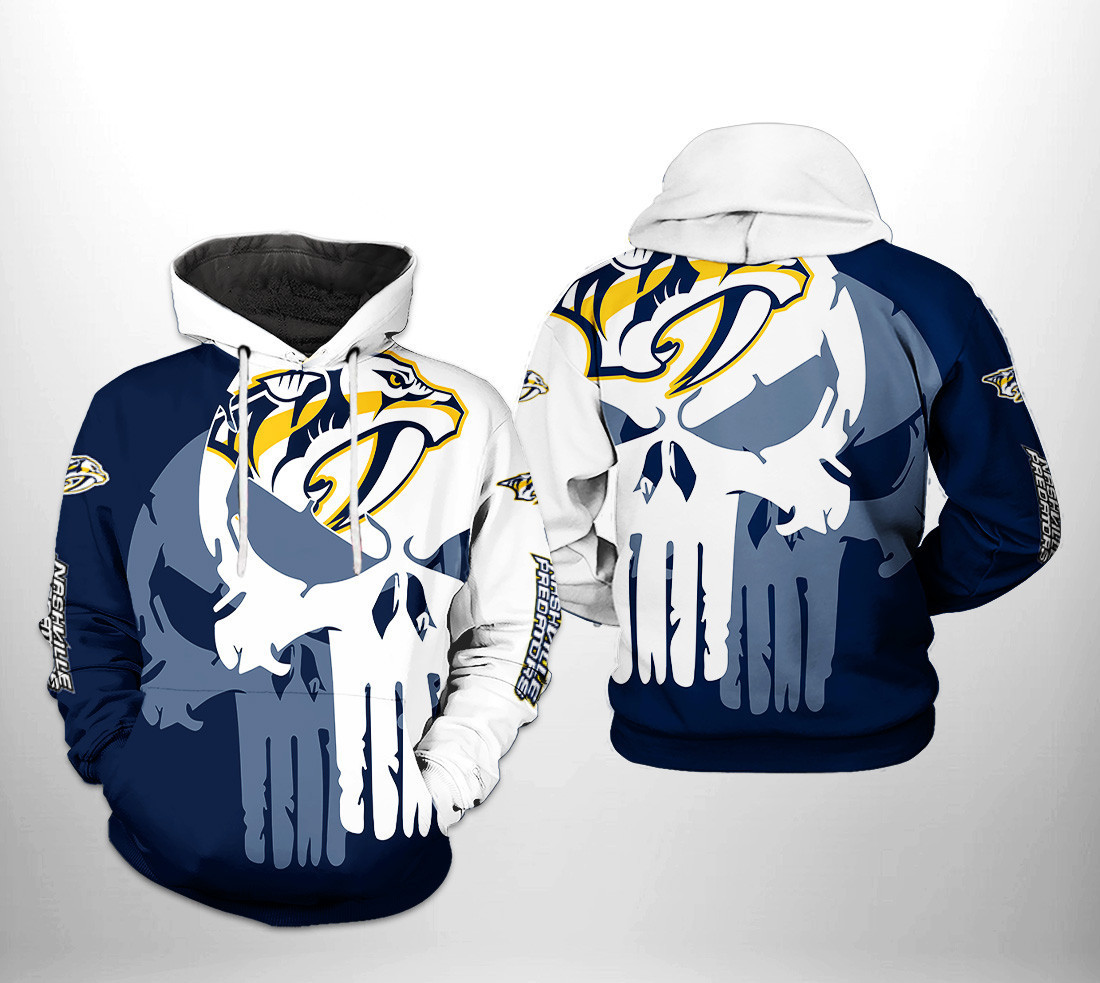 Nashville Predators NHL Team Skull 3D All Over Print Hoodie, Zip Hoodie