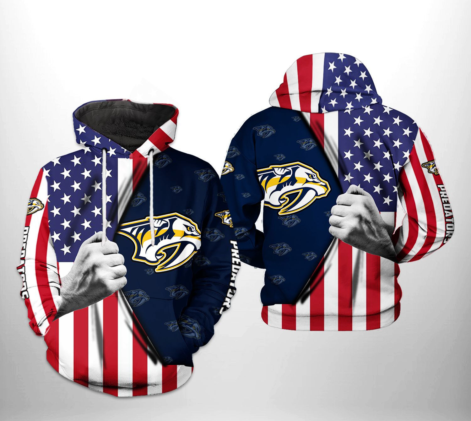 Nashville Predators NHL US FLag 3D All Over Print Hoodie, Zip Hoodie