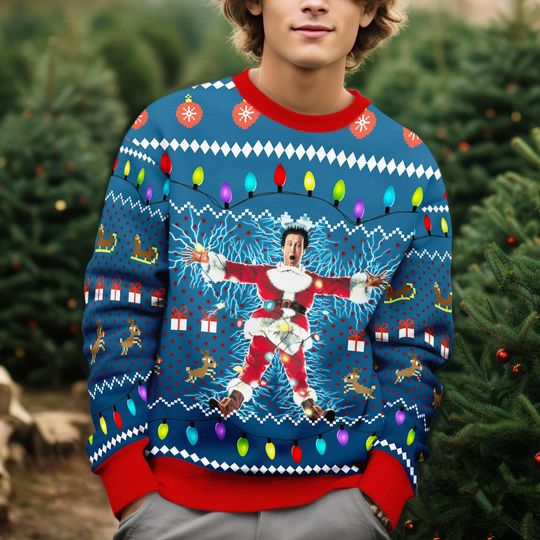 National Lampoon's Christmas Vacation Christmas Sweater, Clark Griswold Cousin Eddie Ugly Sweater - Image 12