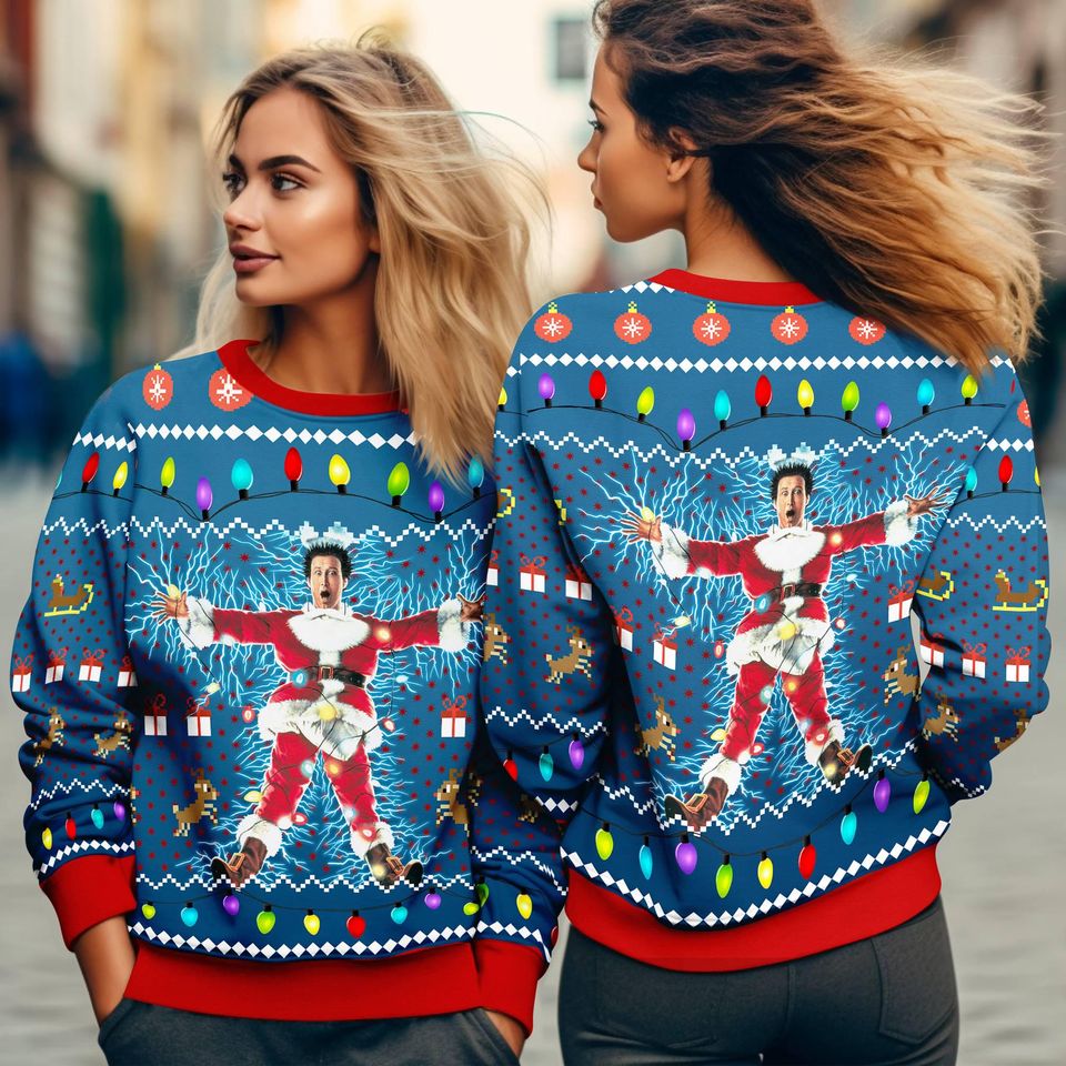 National Lampoon's Christmas Vacation Christmas Sweater, Clark Griswold Cousin Eddie Ugly Sweater