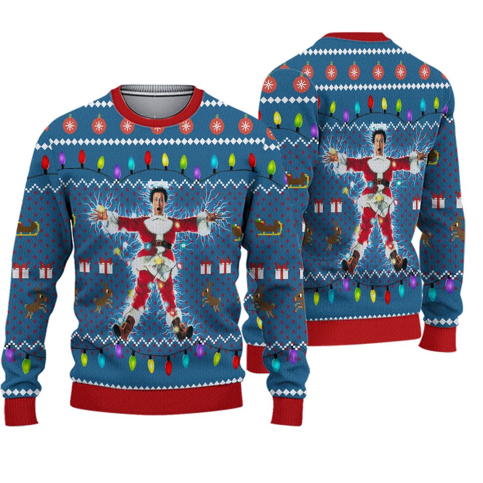 National Lampoon's Christmas Vacation Christmas Sweater, Clark Griswold Cousin Eddie Ugly Sweater