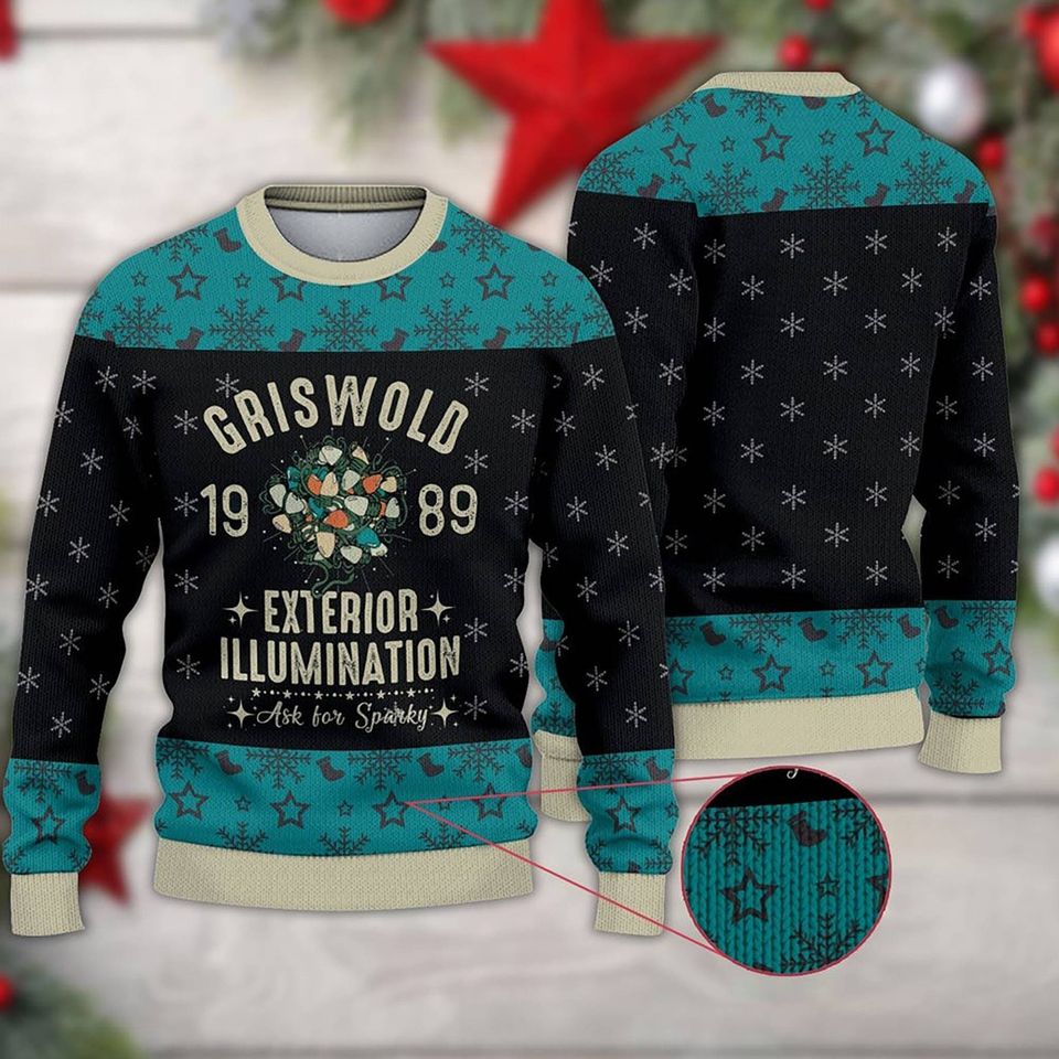 National Lampoons Christmas Vacation Ugly Christmas Sweater, Clark Griswold Ugly Xmas 3D Sweater