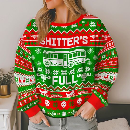 National Lampoon's Christmas Vacation Ugly Christmas Sweater, Shitters Full Ugly Sweater - Image 10