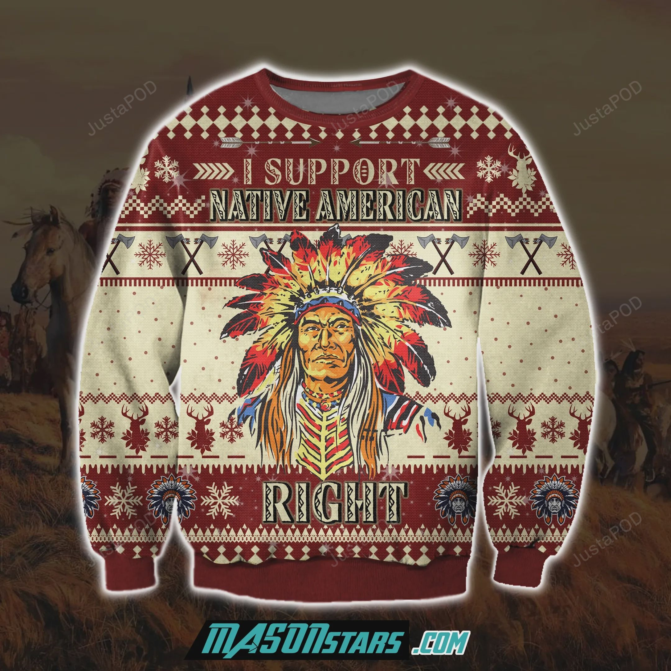 Native American 3D Ugly Christmas Sweater Adult 3D Funny Matching for family