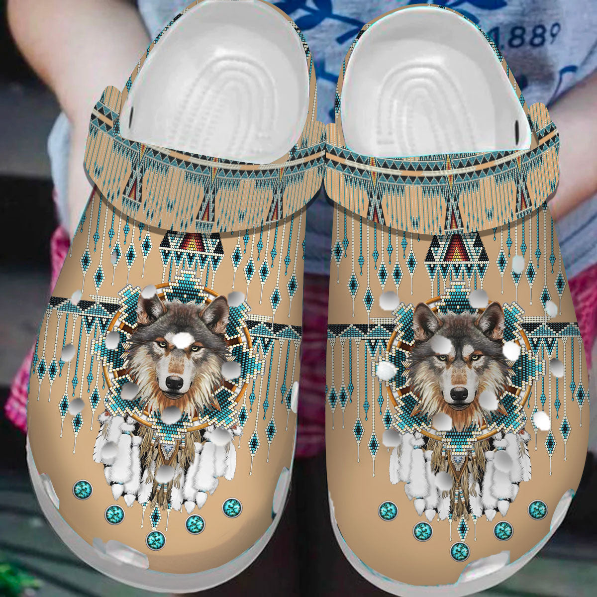 Native American Native Wolf Crocs For For Kid and Adult