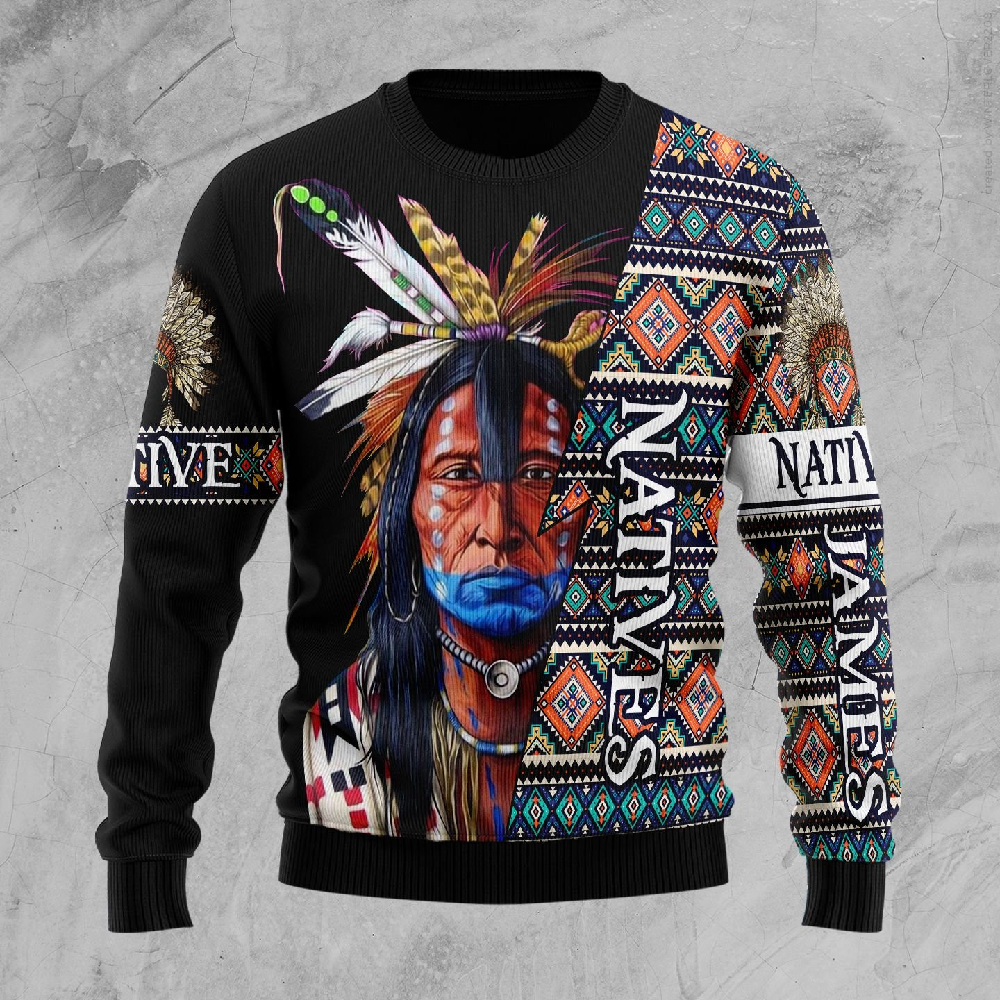 Native American Pattern Ugly Christmas Sweater Adult 3D Funny Matching for family
