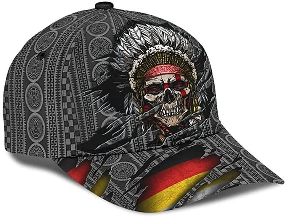 Native American Skull Flag Attractive Style 3D Printed Unisex Hat Classic Cap, Snapback Cap Trucker Hats Custom Hats Gifts For Men & Women