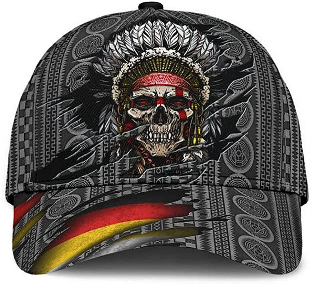 Native American Skull Flag Attractive Style 3D Printed Unisex Hat Classic Cap, Snapback Cap Trucker Hats Custom Hats Gifts For Men & Women
