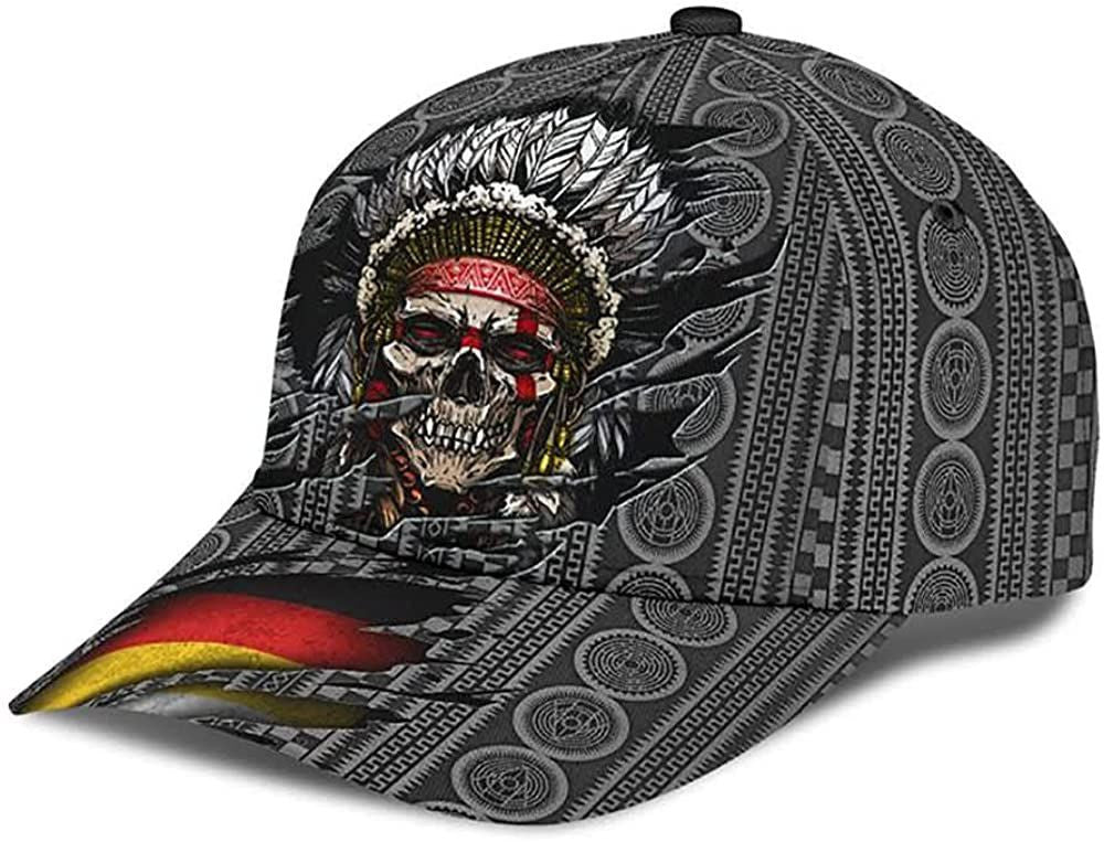 Native American Skull Flag Attractive Style 3D Printed Unisex Hat Classic Cap, Snapback Cap Trucker Hats Custom Hats Gifts For Men & Women