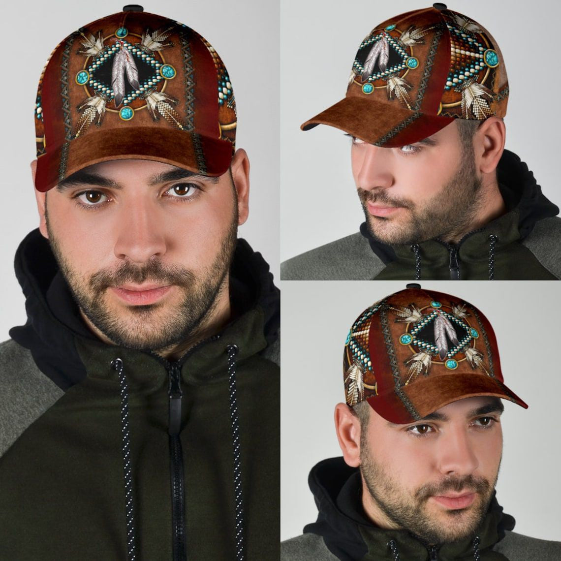 Native American Style Classic Cap - Indigenous hat - Native American Snapback 3D Personalized Caps Trucker Hats Custom Hats Gifts For Men & Women