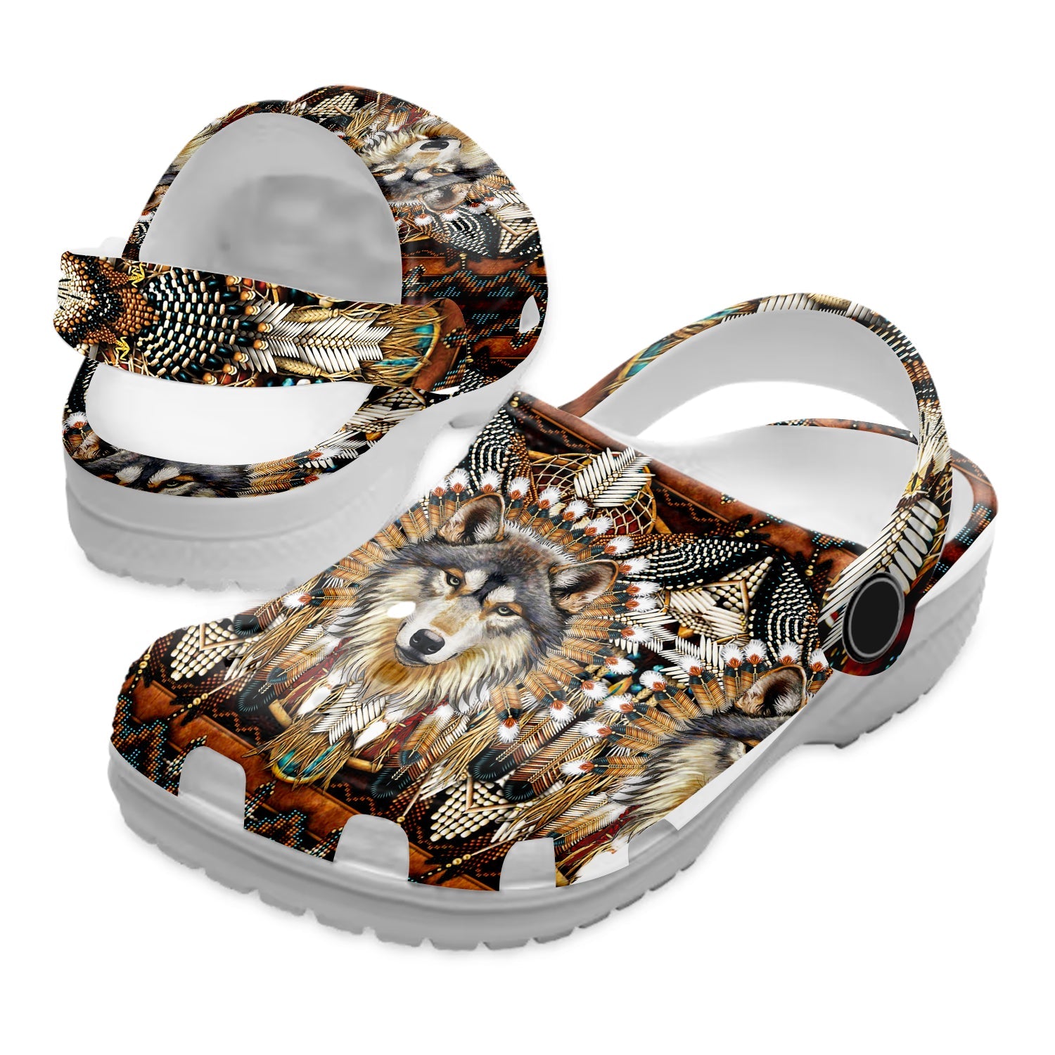 Native American Wolf Dream Catcher Crocs Clog Shoes For Kid and Adult